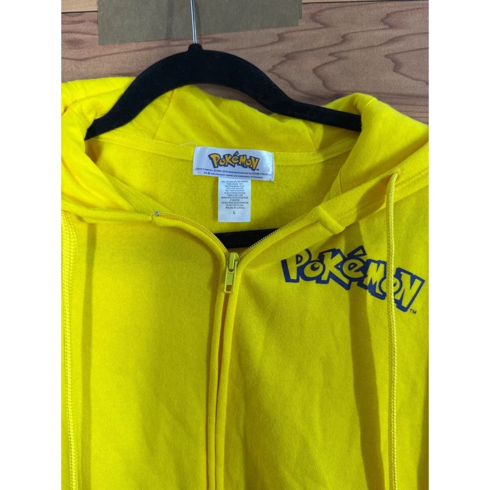 Pokemon Mens Yellow Full Zip Logo Hoodie Sweatshirt Large Nintendo 2016